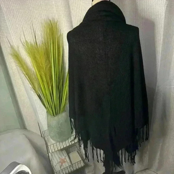 NEW Chicos Women’s L/XL Fringe Capelet Ruana Shawl Heavy Cotton Blend NWT - Picture 4 of 12